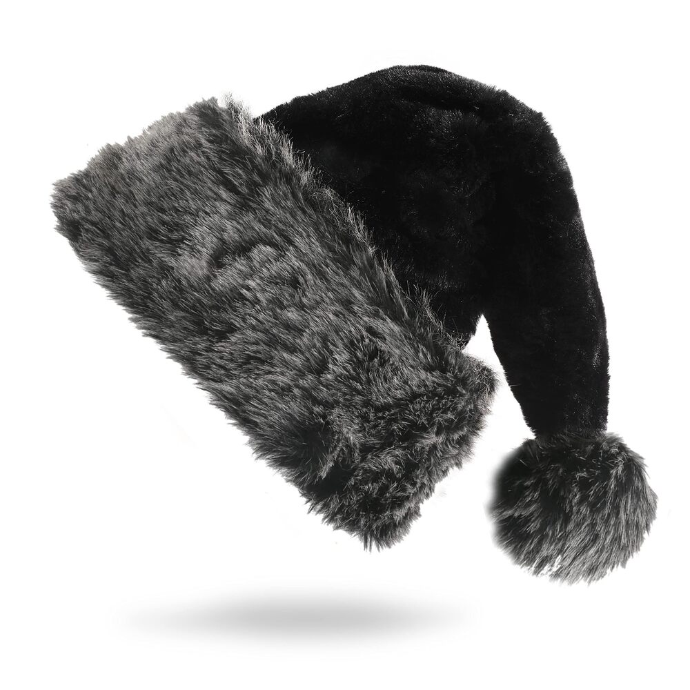 7340 Plush Black Christmas Hat for Adults, Personalized Velvet Santa Hat &
